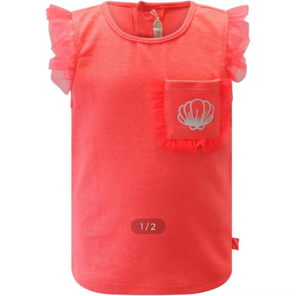 BILLIEBLUSH Ruffle Logo Top in Fuchsia